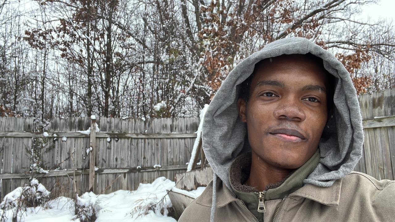 Kadine's son in the snow