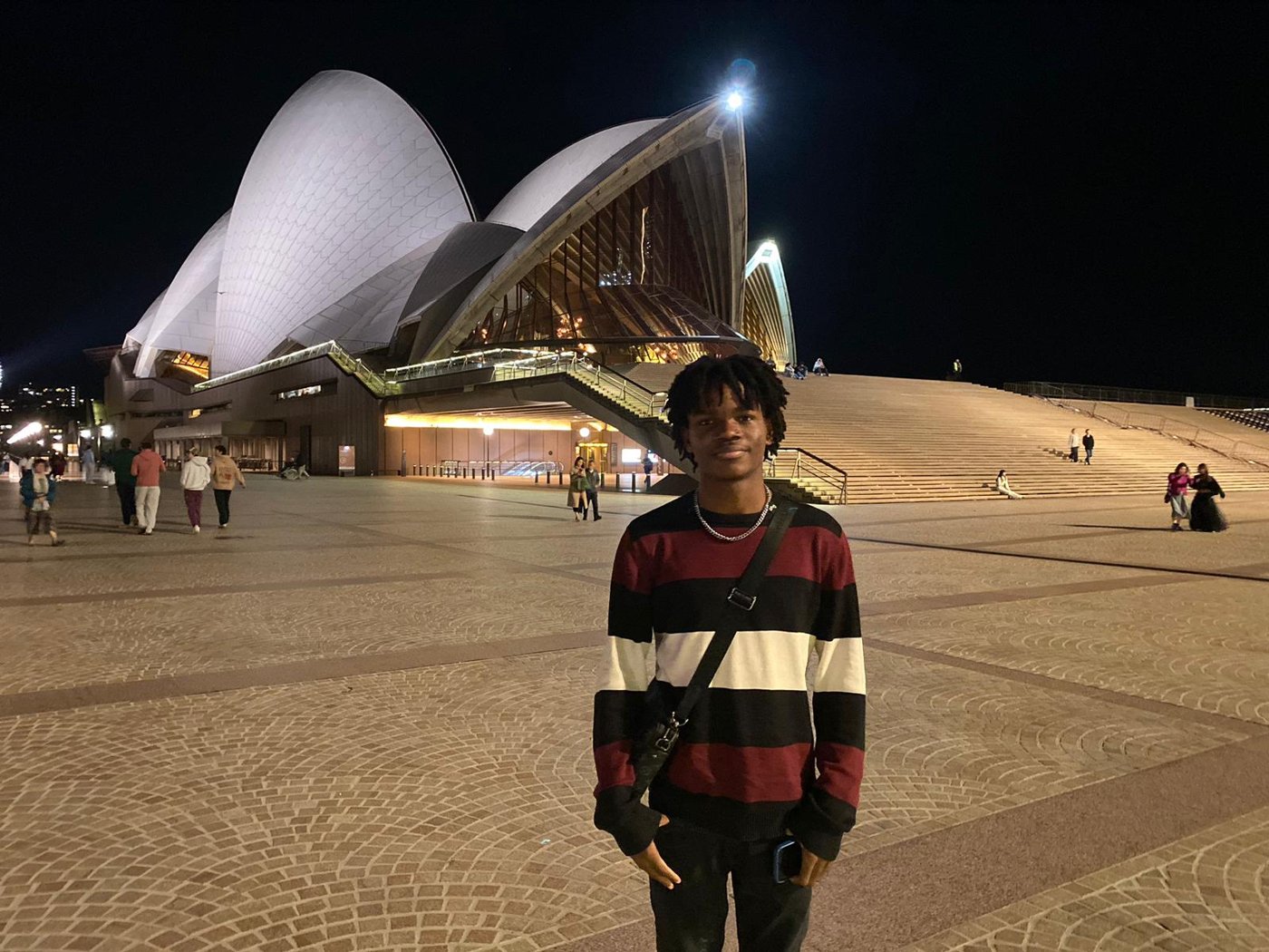 Kadine's son at the Sydney Opera House